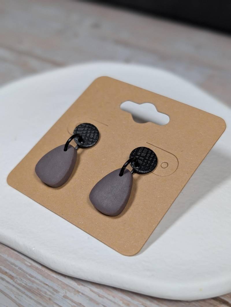Aschgraue Statement Ohrringe Aus Polymer Clay Handgemacht Deutschland - Herbstliebe Schmuck Für Besondere Anlässe Oder Den Alltag von SteffsPolymertique