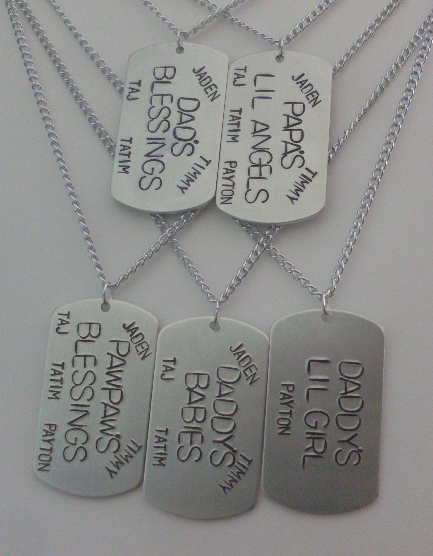 Benutzerdefinierte Papa Vater Opa Großvater Abuelo Herren Personalisierte Hand Gestempelt Aluminium Hund Tag Schlüsselanhänger Oder Halskette von StefisLilJewelryShop