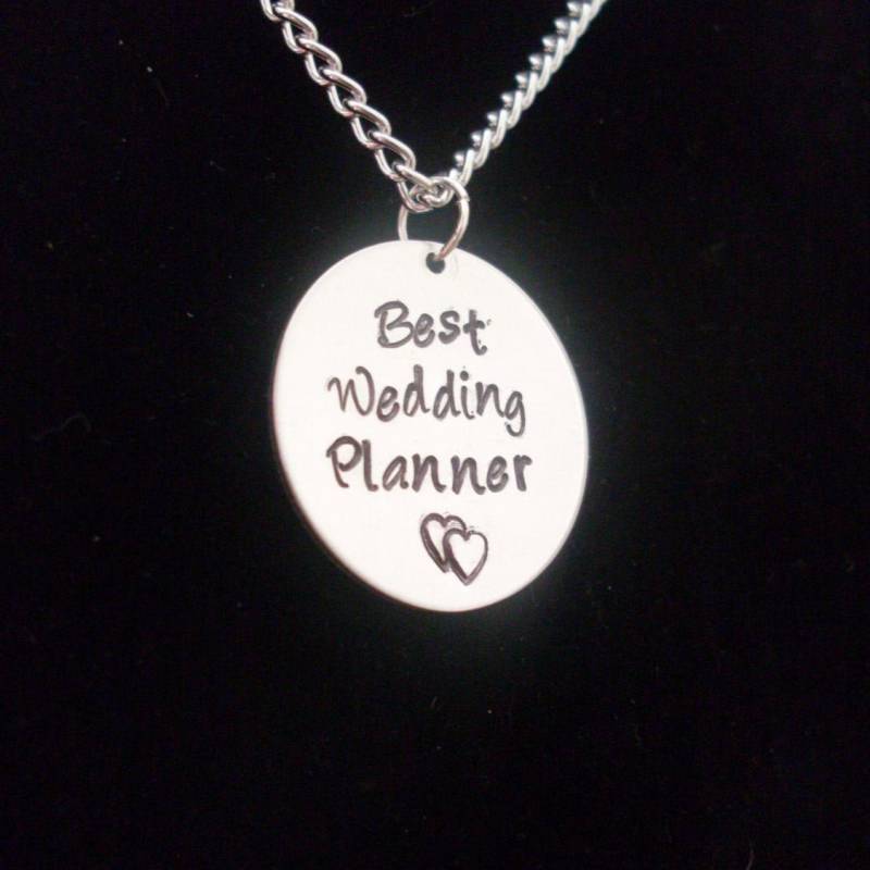 Beste Hochzeit Planer Oder Custonm Nachricht Danke Geschenk Personalisierte Custom Hand Gestempelt 1" Silber Aluminium Charm Halskette von StefisLilJewelryShop