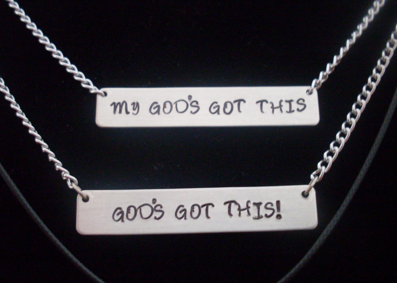 Gottes Bekam Dieser Silber Aluminium Bar Custom Handmade Hand Gestempelt Halskette Ihrer Wahl Der Schriftart Und Farbe von StefisLilJewelryShop