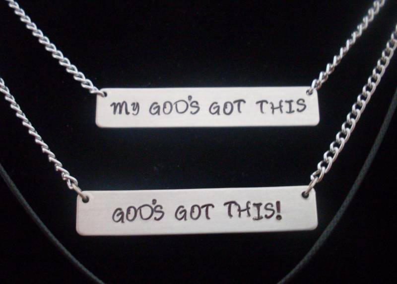 Gottes Bekam Dieser Silber Aluminium Bar Custom Handmade Hand Gestempelt Halskette Ihrer Wahl Der Schriftart Und Farbe von StefisLilJewelryShop