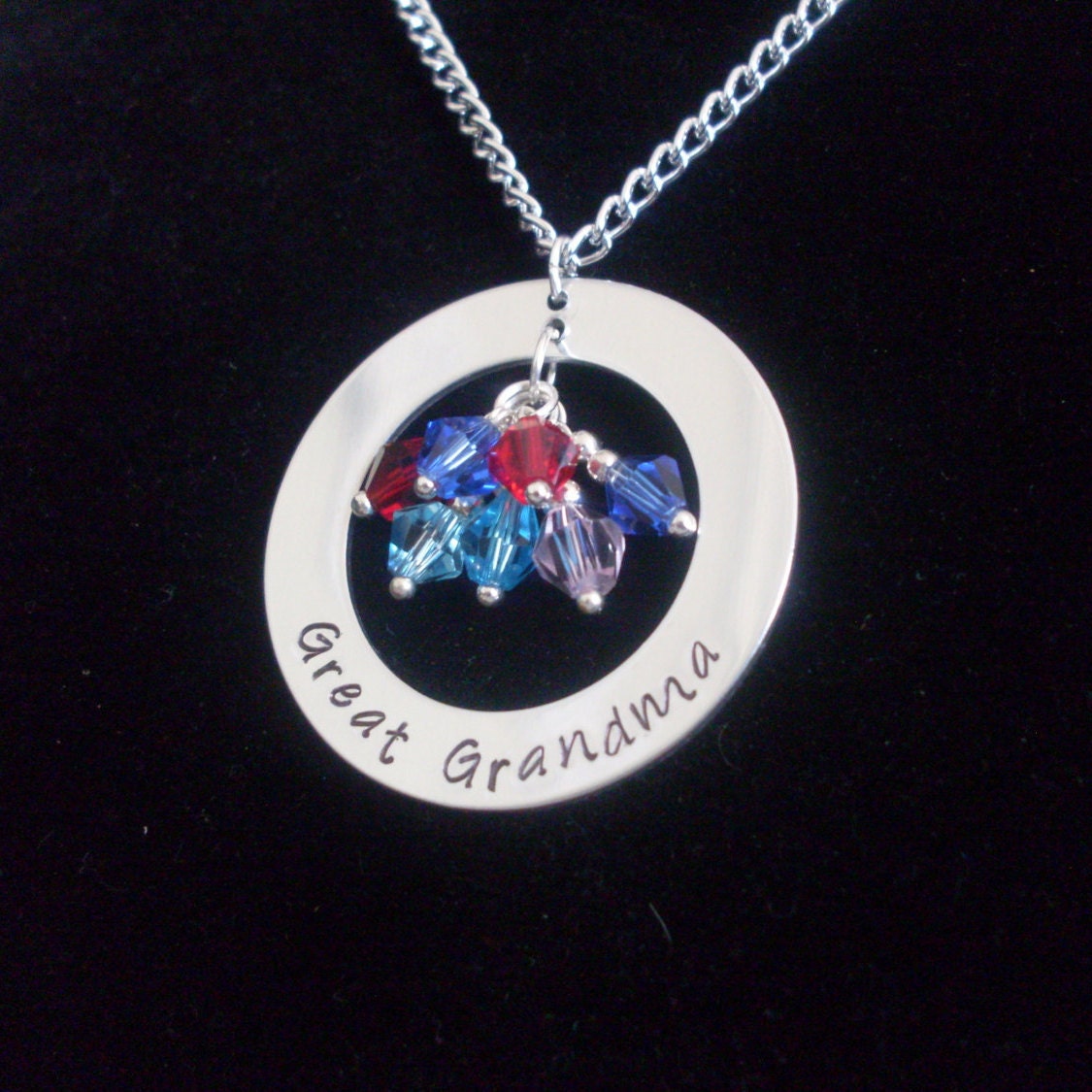 Tolle Oma Enkel Birthstones Halskette Personalisiert Mit Namen Hand Gestempelt 1, 25" Oder 1, 5" Aluminium Speziell Auf Bestellung Angefertigt von StefisLilJewelryShop
