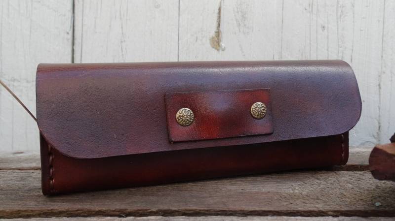 Brillenetui in Dunklem Braun Leder Etui Handmade Geschenk Gift Brille Sonnenbrille von StegathLeather