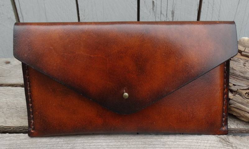 Dokumententasche , Braune Ledertasche Unikat Dunkelbraun Handtasche Clutch Reisepass von StegathLeather