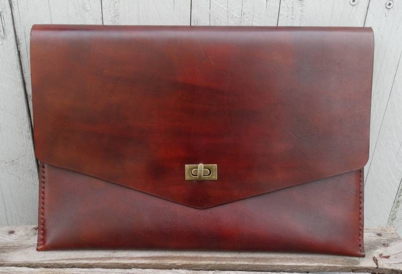 Dokumententasche Readertasche Laptoptasche Unterlagen/Arbeitstasche Leder Einzelstück Walnussbraun von StegathLeather