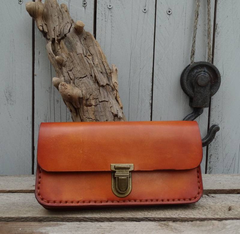 Geldbeutel , Brieftasche Leder Karamellbraun Handgefertigt Portemonnaie Braun von StegathLeather