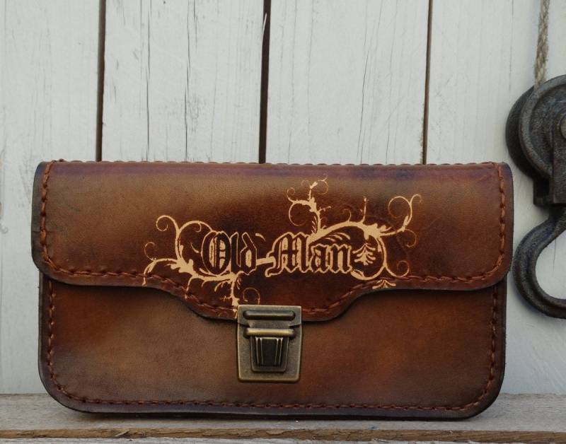 Geldbörse , Geld Und Dokumenten Tasche Braune Ledertasche Unikat Dunkelbraun Handtasche von StegathLeather