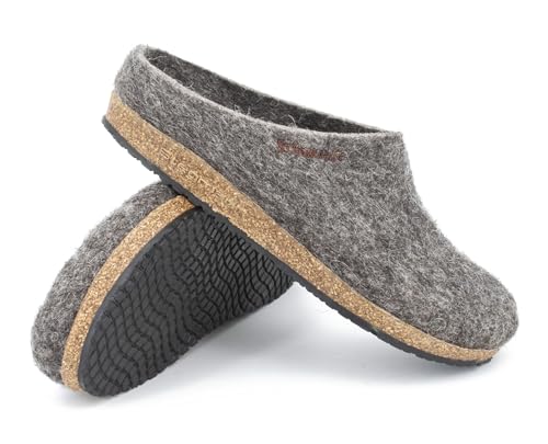 Stegmann Filzclog 108 Natur - Hausschuhe für Damen & Herren - Pantoffeln mit Kork Sohle Steinschaf, 44 von Stegmann