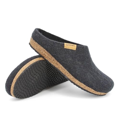 Stegmann 208 Filz-Hausschuh für Damen & Herren aus Merino-Filz Graphite, 46 von Stegmann