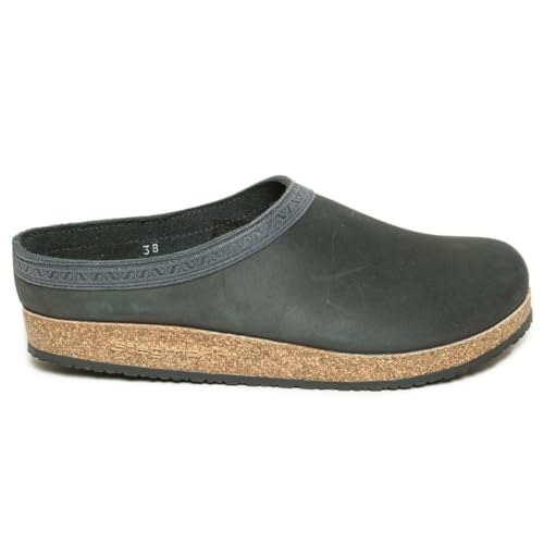 Stegmann Lederclog für Damen & Herren - Hausschuh aus hochwertigem Rindsleder Graphite, 44 von Stegmann