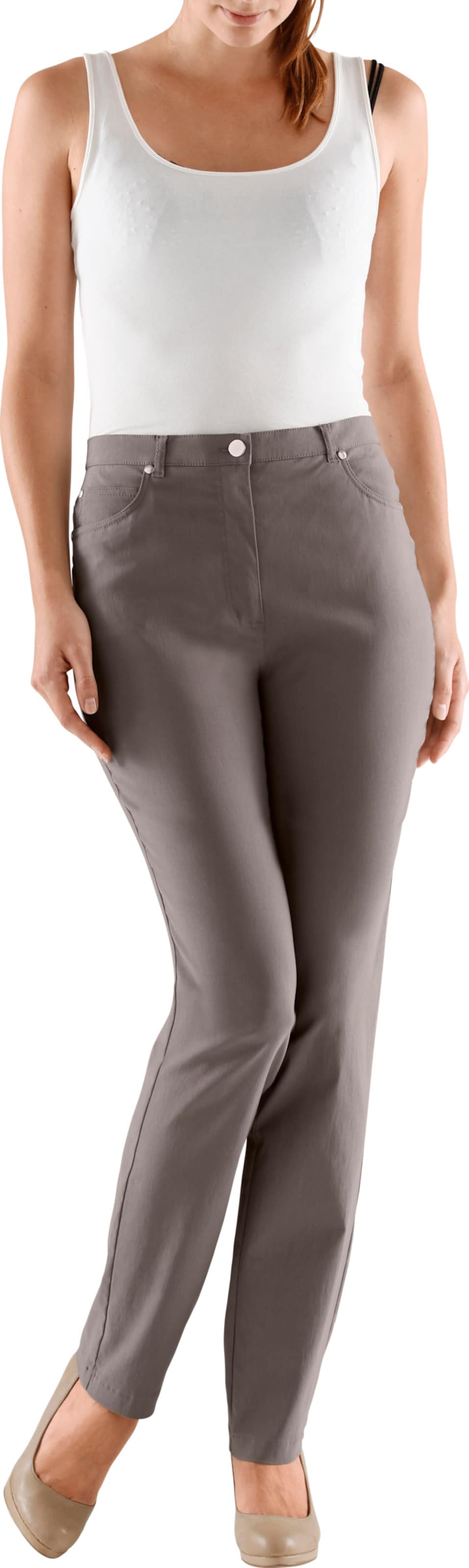 Sieh an! Damen 5-Pocket-Hose taupe von Stehmann Comfort line