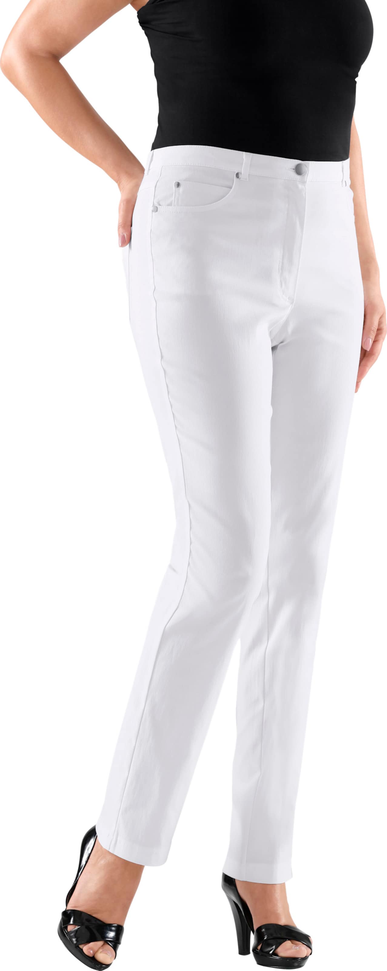 Sieh an! Damen 5-Pocket-Hose weiß von Stehmann Comfort line