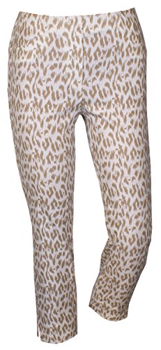 Stehmann Loli-602,Leoprint,Capri Stretchhose mit schmalem Bein Größe 42, Farbe Sand-Weiss von Stehmann