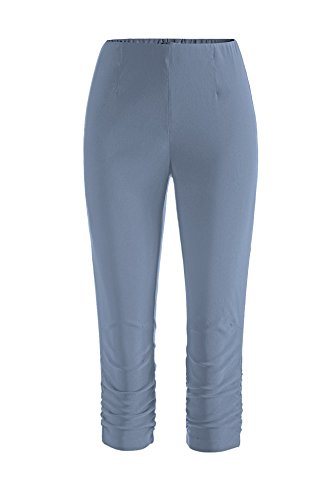 Stehmann Maria-530, stretchige Caprihose bis zum Knie seitlich gerafft Größe 34, Farbe Jeansblau von Stehmann