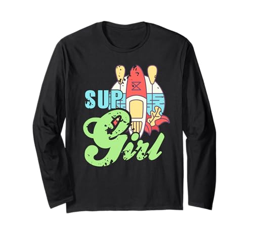 SUP Mädchen Paddleboard Sommer Strand Sport Fan Langarmshirt von Stehpaddel Meer Mädels Wasserliebhaber