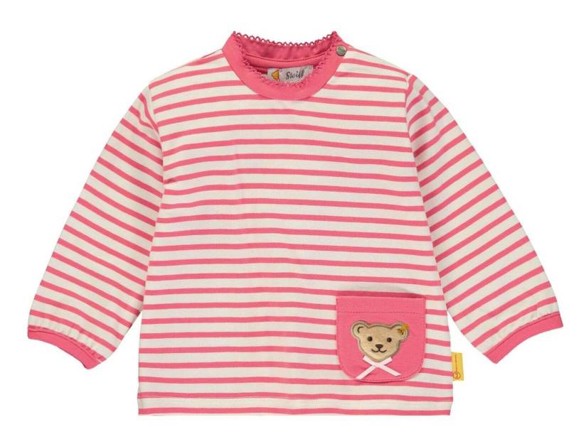 Steiff Collection Langarmshirt Steiff Baby Langarmshirt rosa weiß gesteift mit Applikation von Steiff Collection