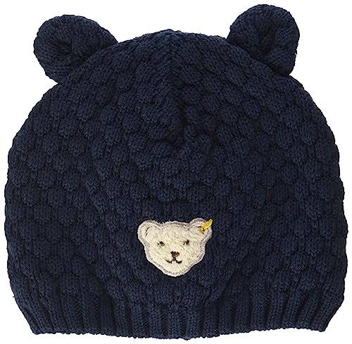 Steiff Baby - Mädchen Ohne Bommel Beanie-Mütze, STEIFF Navy, 47 EU von Steiff