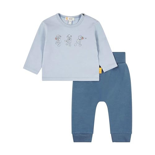 Steiff Baby-Jungen Set Hose + T-Shirt Langarm, Brunnera Blue, 86 von Steiff