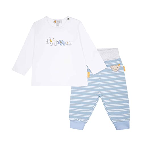 Steiff Baby - Jungen jogger + T-shirt met lange mouwen Shorts Set, Bright White, 80 EU von Steiff