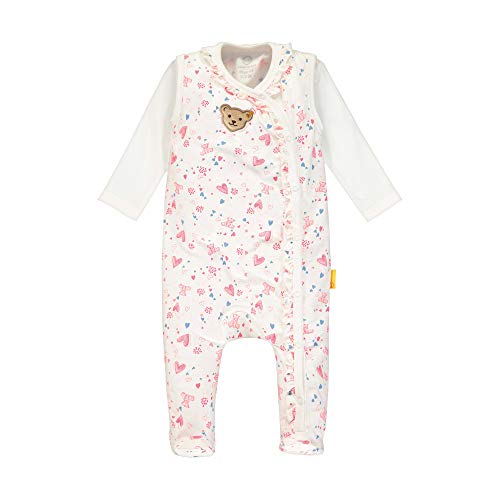Steiff Baby-Mädchen mit Rüschen und Teddybärprint Bekleidungsset, Beige (Cloud Dancer 1001), 56 (Herstellergröße: 056) von Steiff