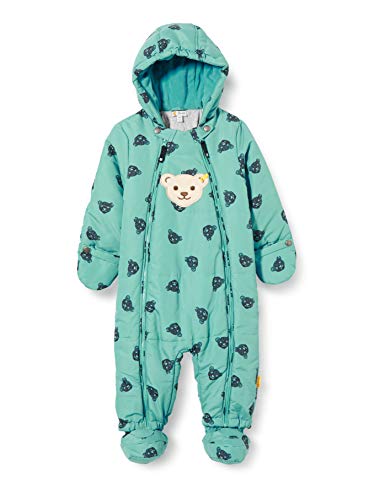 Steiff Baby-Unisex mit süßer Teddybärapplikation Schneeanzug, Türkis (Adriatic Blue 6045), 062 von Steiff