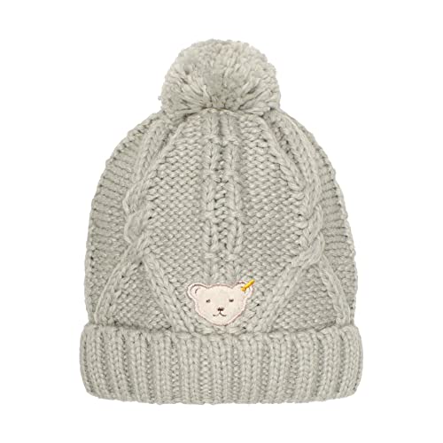 Steiff Boy's Bommel Beanie-Mütze, Soft Grey Melange, 49 von Steiff