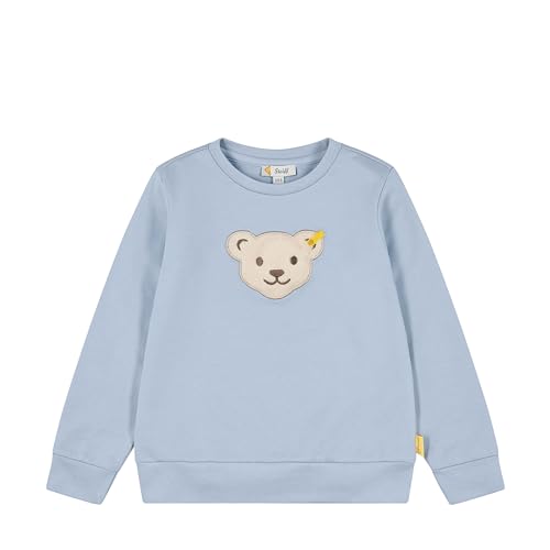 Steiff Jungen Sweatshirt EU-Größe 122 Brunnera Blue, weicher Sweat, wärmt angenehm, Flexible Bündchen für unkompliziertes Hineinschlüpfen, Teddybärmotiv mit eingebauter Quietsche von Steiff