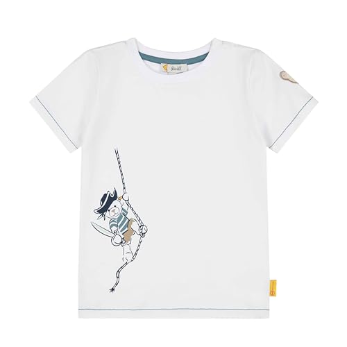 Steiff Jungen T-Shirt Kurzarm mit Grafik, Aligator Island, Bright White, 92 von Steiff