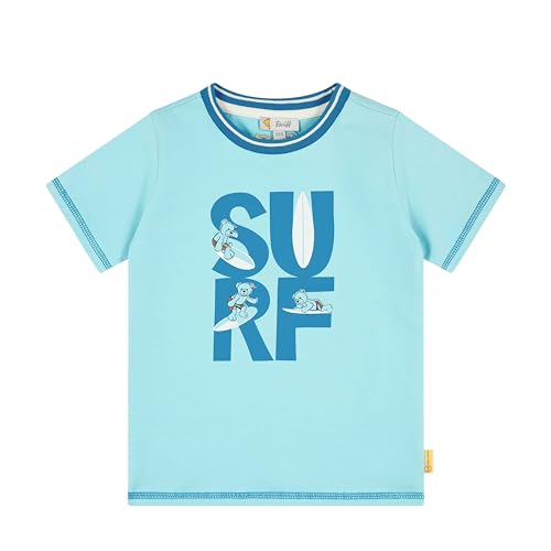 Steiff Jungen T-Shirt Kurzarm mit Grafik, Surfing, Blue Topaz, 122 von Steiff