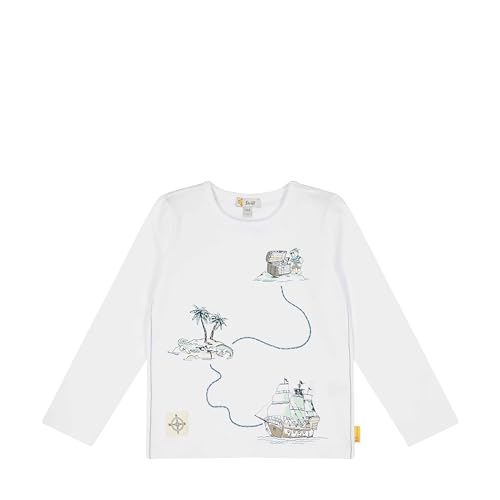 Steiff Jungen T-Shirt Langarm mit Grafik, Aligator Island, Bright White, 98 von Steiff