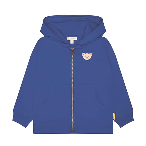 Steiff Kleinkind Jungen Sweatjacke, Kuschelige Kapuzenjacke mit Reißverschluss, Teddybärmotiv, Blau (True Navy), 116 von Steiff
