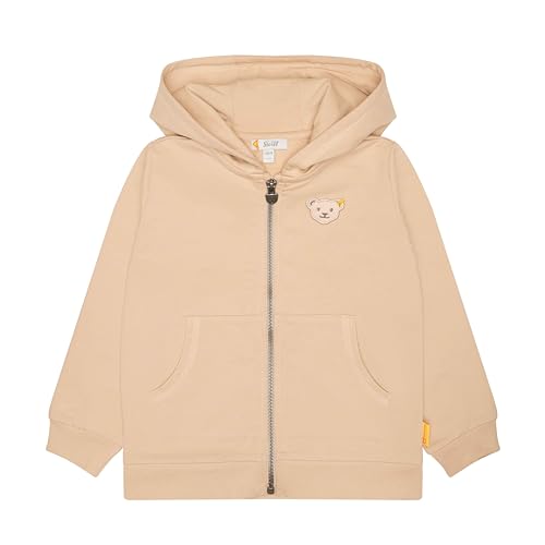 Steiff Kleinkind Jungen Sweatjacke, Kuschelige Kapuzenjacke mit Reißverschluss, Teddybärmotiv, Braun (Doeskin), 128 von Steiff