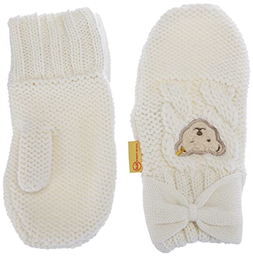 Steiff Mädchen mit süßer Teddybärapplikation Handschuhe, Cloud Dancer, 040 von Steiff