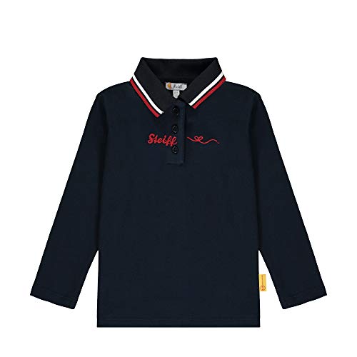 Steiff Mädchen mit süßer Teddybärapplikation Poloshirt Langarm, Navy, 080 von Steiff