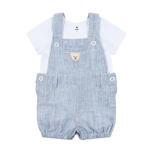 Steiff Set Shorts mit T-Shirt Kurzarm EU Größe 80 steiff Navy, Sommerhose kombiniert mit einem Kurzarm Shirt für jeden Anlass, lockere Bequeme Passform von Steiff