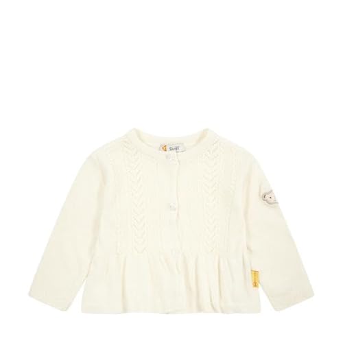 Steiff Strickjacke EU Größe 68 Eggnog, Mädchen Strick-Jacke, Babyjacke mit Knopfleiste für leichtes Anziehen, warme und Bequeme Strickjacke, waschmaschinenfest von Steiff