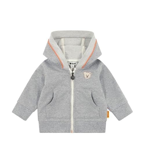 Steiff Sweatjacke EU Größe 68 drizzle, Sweat-Jacke, Kapuzen-Jacke für Kleinkinder, weich und bequem, Kinder Sweatshirt, waschmaschinenfest von Steiff