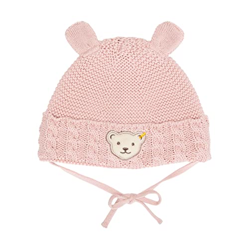 Steiff Unisex Baby Basic Bommel Beanie-Mütze, Silver PINK, 37 von Steiff