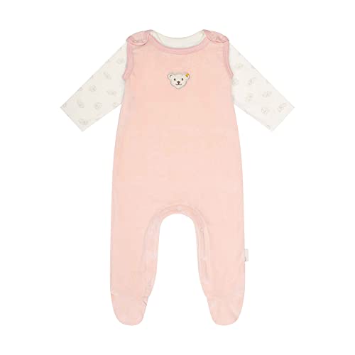 Steiff Unisex Baby Set Strampler mit Fuss + T-Shirt Langarm Kleinkind-Schlafanzüge, Silver PINK, 74 von Steiff