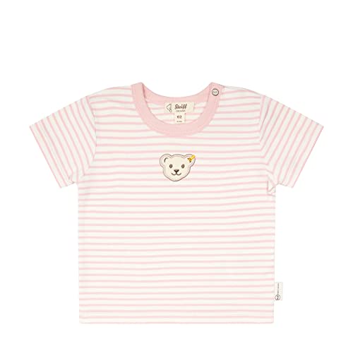 Steiff Unisex Baby Basic Kurzarm gestreift T-Shirt, Silver PINK, 80 von Steiff