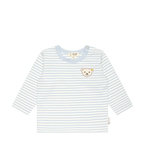 Steiff Unisex Baby Basic Langarm gestreift T-Shirt, Celestial Blue, 74 von Steiff