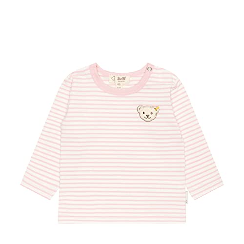 Steiff Unisex Baby Basic Langarm gestreift T-Shirt, Silver PINK, 56 von Steiff