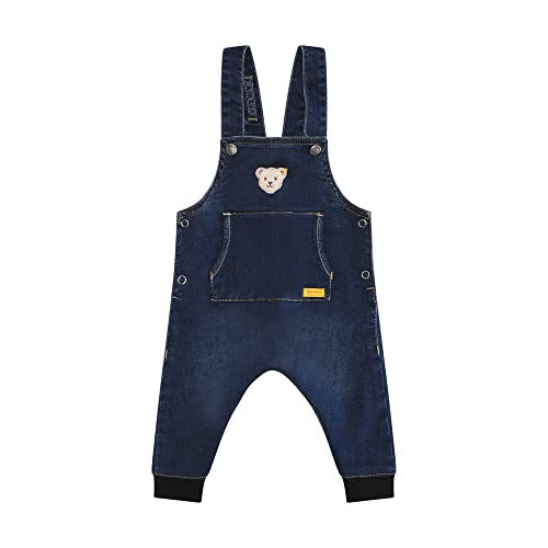 Steiff Unisex Baby Jeanslatzhose Denim einfarbig, 92 von Steiff