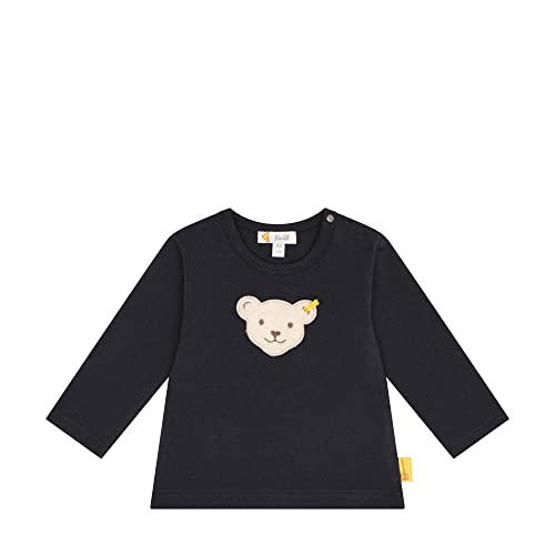 Steiff Unisex Baby Langarm Teddykopf ohne Squeezer T-Shirt, Navy, 62 von Steiff