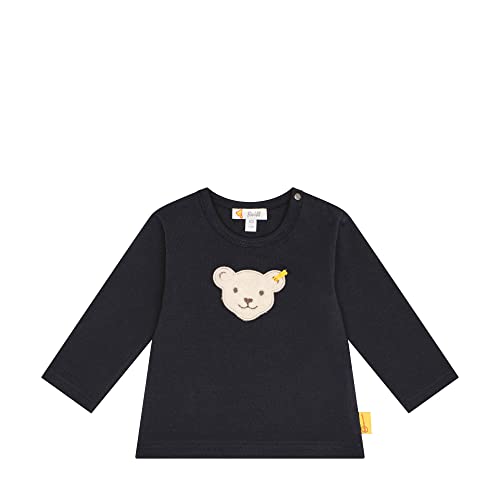 Steiff Unisex Baby Langarm Teddykopf ohne Squeezer T-Shirt, Navy, 86 von Steiff