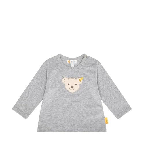 Steiff Unisex Baby Langarm Teddykopf ohne Squeezer T-Shirt, Soft Grey Melange, 80 von Steiff