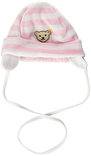 Steiff Unisex - Baby Mütze 0002850 Mütze Gr. 43 Cm Kopfumfang, Gestreift, Gr. One Size (Herstellergröße: 43), Rosa (Barely Pink 2560) von Steiff