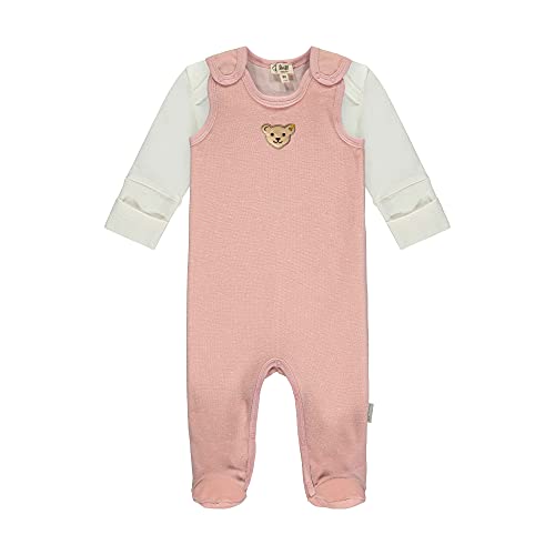 Steiff Unisex Baby Set Strampler + T-Shirt Langarm GOTS Unterwäsche, Silver PINK, 62 von Steiff