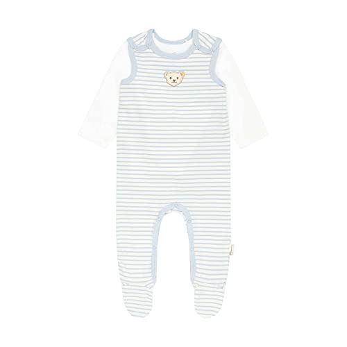 Steiff Unisex Baby Set Strampler mit Fuss + T-Shirt Langarm Kleinkind-Schlafanzüge, Celestial Blue, 56 von Steiff