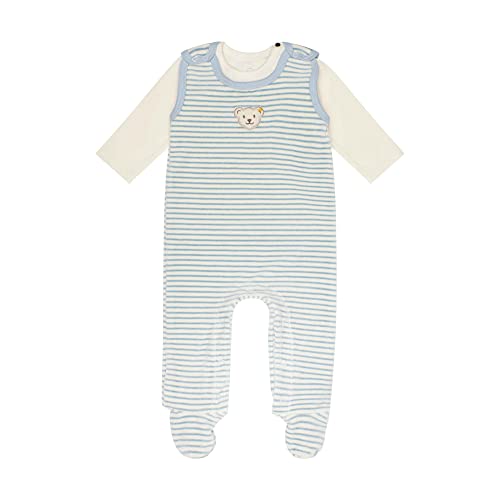 Steiff Unisex Baby Set Strampler mit Fuss + T-Shirt Langarm Kleinkind-Schlafanzüge, Celestial Blue, 56 von Steiff